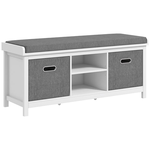 White Shoe Bench with Adjustable Compartment | Entryway Organization for Different Shoes | Stable & Functional Design