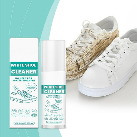 White Shoe Cleaner, 100ml Foam Deep Cleaner for Stains Yellowing Edges, Multi-Purpose Shoe Cleaning Solution for All Materials No Wash Quick Dry