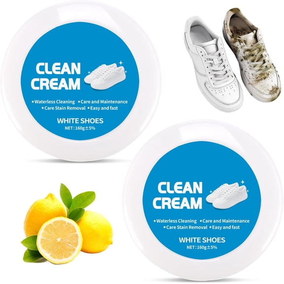 White Shoe Cleaner Cream, Multipurpose No Wash Cleaning Paste for Leather Sneakers Soles Removes Dirt