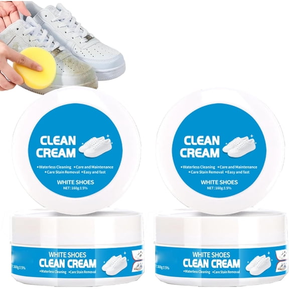 White Shoe Cleaner Cream with Sponge for Instant Scuff Removal, Sneaker Stain Remover, 2 Pack