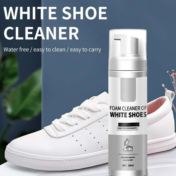 White Shoe Cleaner Foam for Sneakers and Sports Shoes, Portable Disposable Dry Decontamination for Yellowing and Stains, 200ml