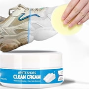 White Shoe Cleaning Cream 2-Pack, Multi-Purpose No-Rinse Solid Formula with Sponge Included, Removes Stains, Ideal for Quick Stain Removal on White Sneakers