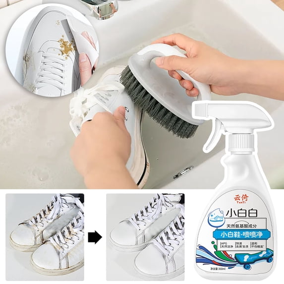 White Shoe Foam Cleaner Spray 350ml Waterless Sneaker Cleaner Deep Stain Removal Shoe Cleaning Foam for Canvas Leather Mesh Athletic Shoes Odor Removal Care Solution