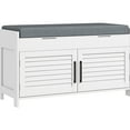 thumbnail image 1 of White Shoe Rack Bench, Entryway With Hidden Storage, Cushion, Adjustable Shelves, Shutter Doors, Supports Up To 352 Lbs For Bedroom Rack, Bench Cushioned Seat, Weight Limit, 1 of 7