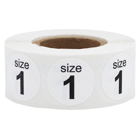 White Shoe Size 1 Circle Stickers | 0.75" Inch Round | 500 Pack