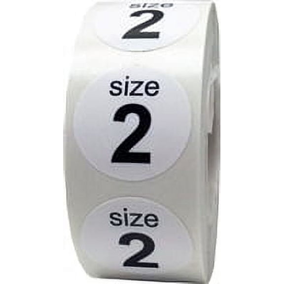 White Shoe Size 2 Circle Stickers | 0.75" Inch Round | 500 Pack