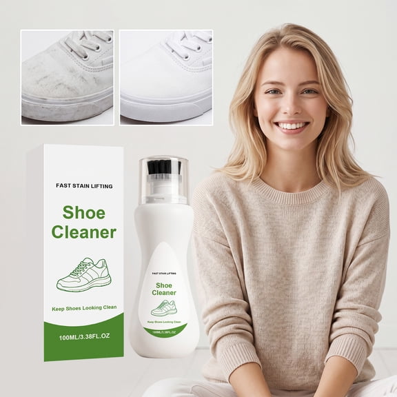 White Shoe Stain Remover, Shoe Whitener Spot Lifting, for Sneaker Canvas and Fabric Shoe Care, Brush Top Shoe Cleaner, on The Go No-Rinse Design, 6X2X2 In, 1 Unit