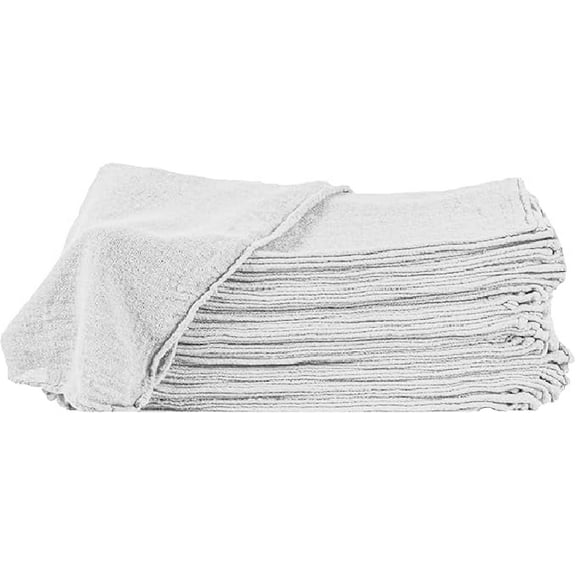 White Shop Towels 50-Pack – 12x14 Inch Cotton Cleaning Rags – Reusable, Highly Absorbent Cloths for Garage, Auto Detailing, Car Wash, Painting, and Workshop Use