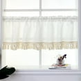 thumbnail image 1 of White Short Curtain for Window Tassel Kitchen Valance Rustic Style Rod Pocket Window Treatment Panel Decoration,24" x 59", 1 of 2