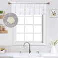 thumbnail image 1 of White Short Curtains 24 Inch Length for Small Window, Floral Embroidered Pom Design Semi Sheer Bathroom Curtain Window, Rod Pocket Window Treatment for Living Room Bedroom, 26"WX24"L, 2 Panels, 1 of 9