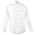 thumbnail image 1 of White Short/Long Sleeve Work Shirt Lapel Button Down Uniform Pilot Dress Shirt, 1 of 20