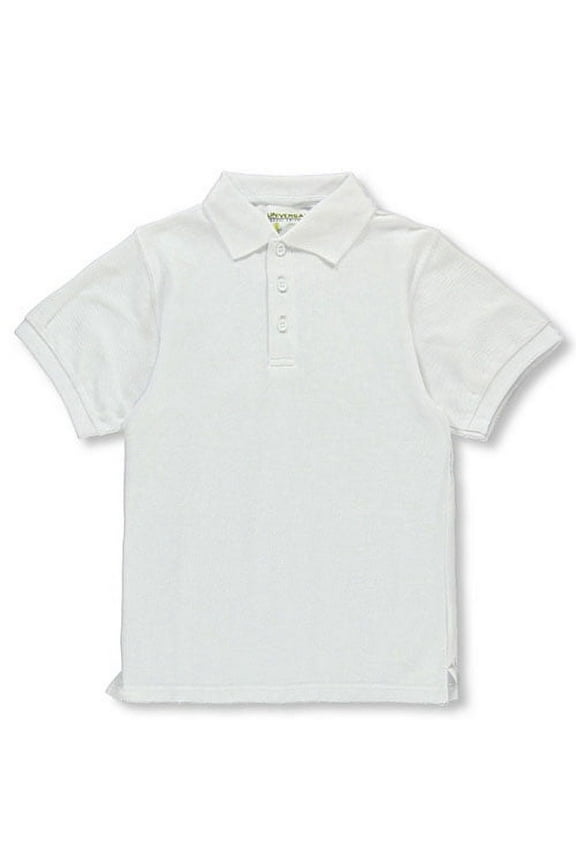 White Short Sleeve Pique Kids Unisex Polo Universal School Uniforms