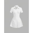 thumbnail image 1 of White Short Sleeve Shirt Dress With Collared Neck And Button Front, Fit & Flare Silhouette For Summer, 1 of 5