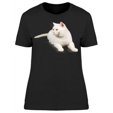 White Shorthair Cat, Laid Down T-Shirt Women -Image by Shutterstock, Female XX-Large