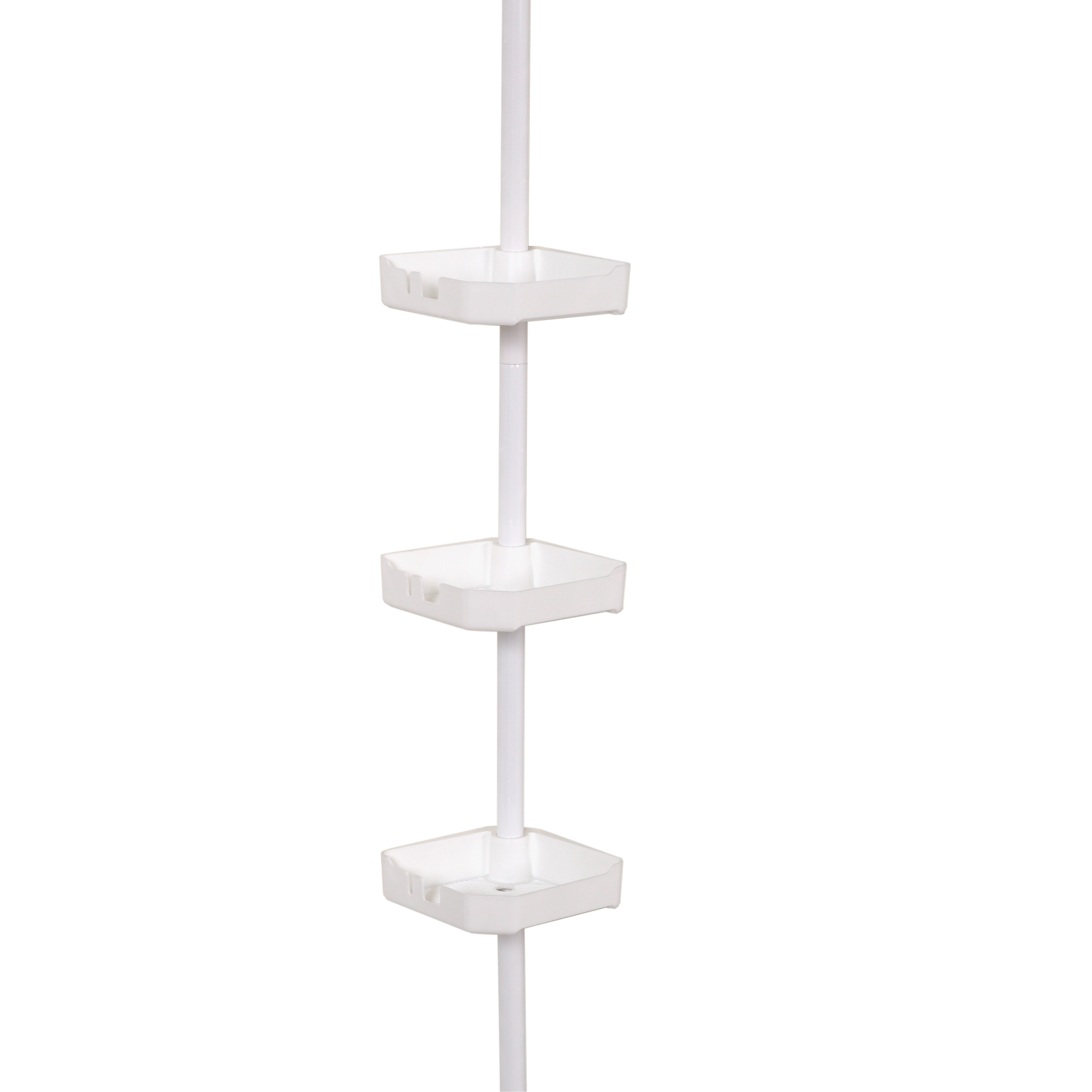 White Shower Caddy with 3 Shelves, Zenna Home Corner Tension Pole - image 1 of 10