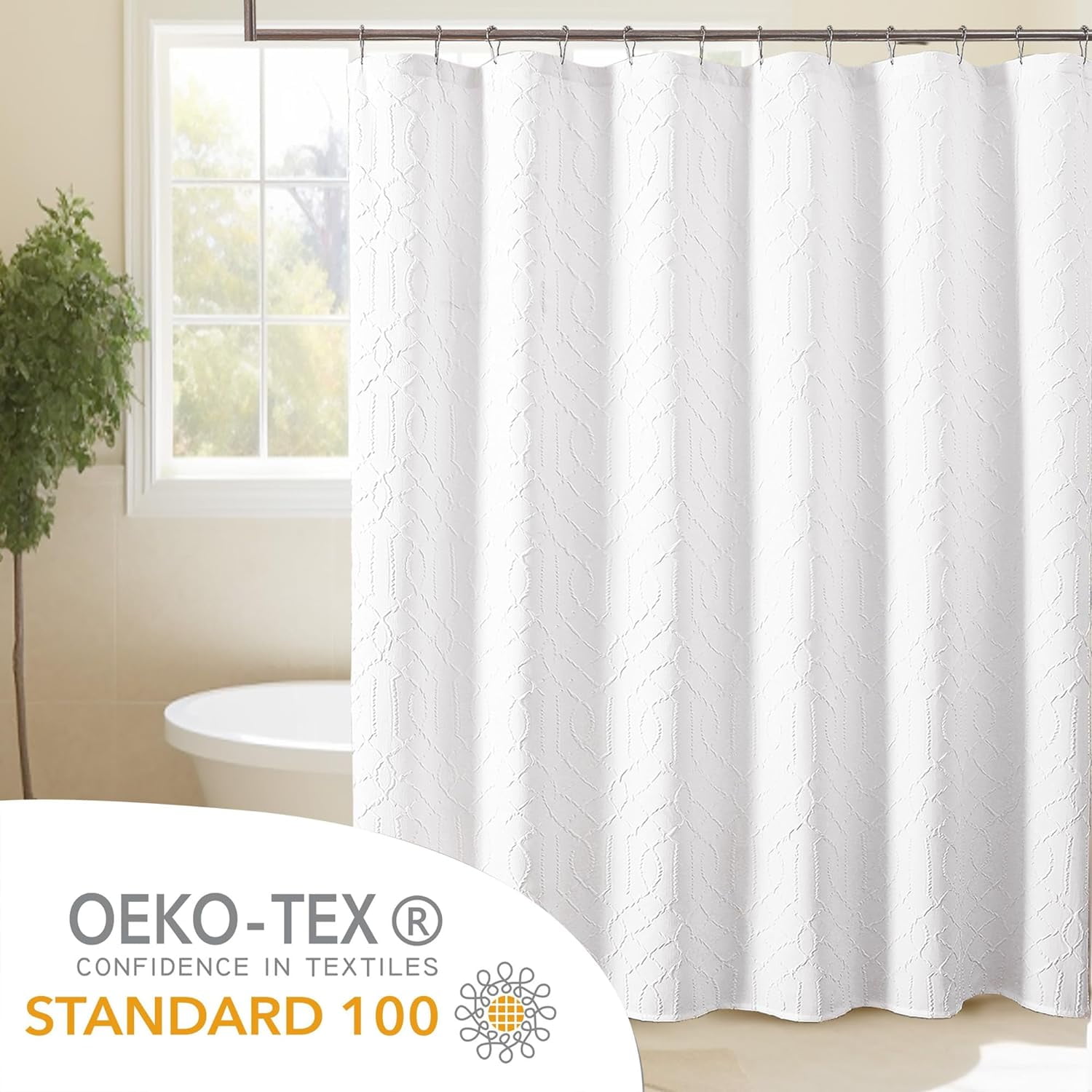 White Shower Curtain, 84 Inches Long White Shower Curtains For Bathroom,  Waterproof[6746] - Walmart.com, image size:1500x1500