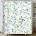 thumbnail image 1 of White Shower Curtain, Boho Floral Flower Shower Curtains for Bathroom, Modern Farmhosue Waterproof Fabric Shower Curtain Set with Hooks 72x84 Inch, 1 of 6