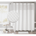 thumbnail image 1 of White Shower Curtain Fabric Textured Tufted Chevron Striped Bathroom Shower Curtains 72x72 inch, 1 of 8