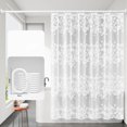 thumbnail image 1 of White Shower Curtain, Floral Shower Curtains for Bathroom White Sheer Shower Curtain Decor Bathroom Waterproof Shower Cutain with Plastic Hooks, 72x72in, 1 of 9