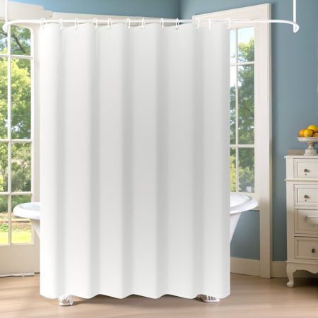 MAZBFF White PEVA Mouldproof Shower Curtain with 12 Hooks, 72"x72"