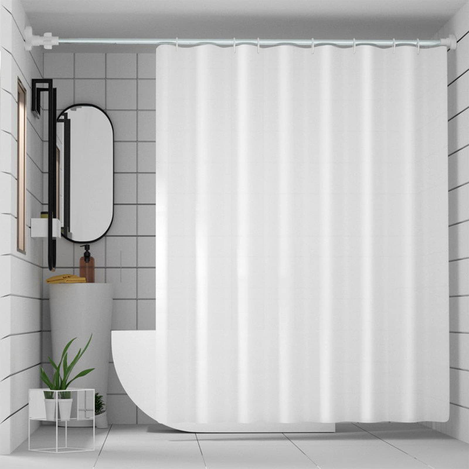 White Shower Curtain Mould Proof Resistant, Long Waterproof Bathroom ...