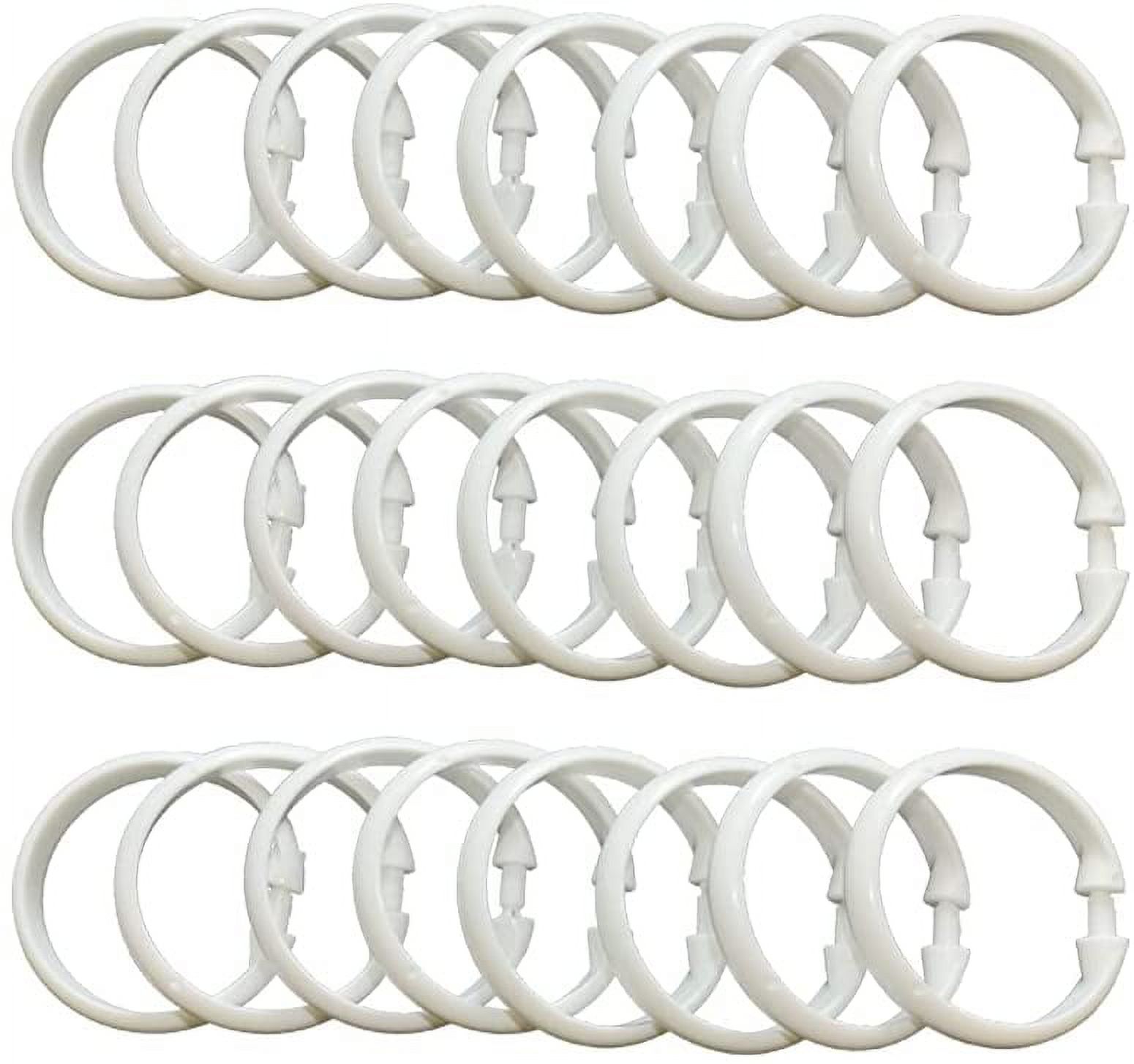White Shower Curtain Rings Plastic Rustproof Curtain Hooks for Drapes