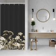 thumbnail image 1 of White Shower Curtain for Stall Bathroom Gold Black Eucalyptus Leaves Neutral Farmhouse Room Partition Home Decor Botanical Plants Waterproof Fabric RV Shower Curtains 36x72inches with Hooks, 1 of 6