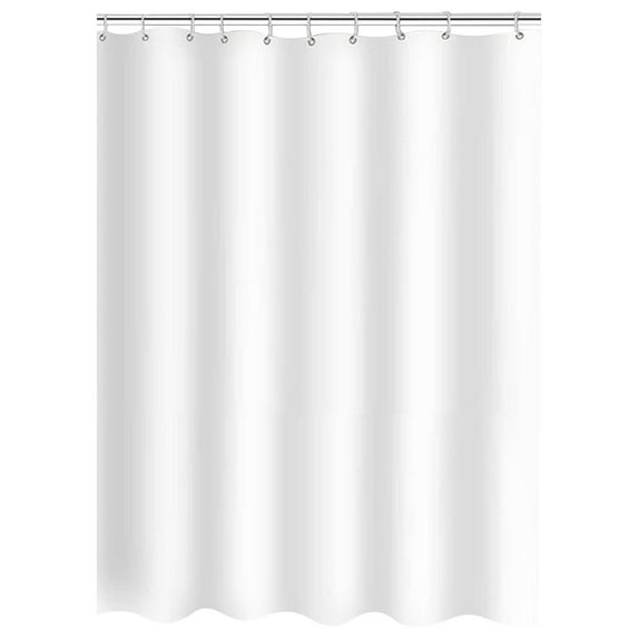 White Shower Curtain with Hooks Waterproof Polyester Fabric Bathroom Partition 71x71 Inches