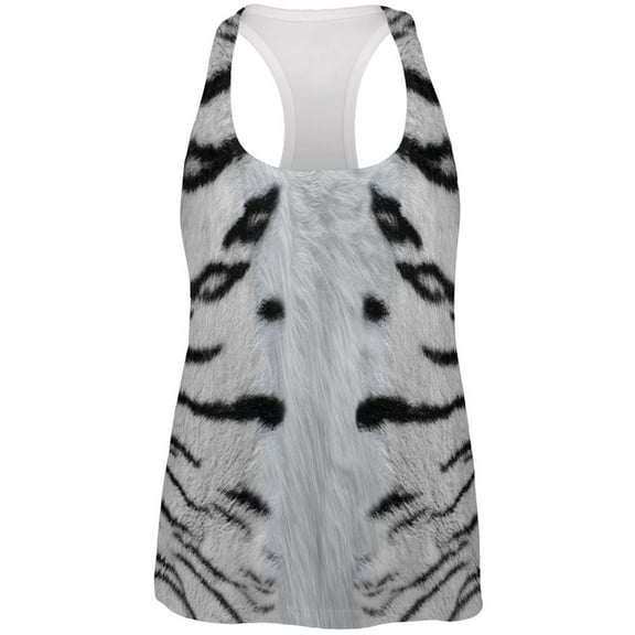 White Siberian Tiger Costume All Over Womens Work Out Tank Top - Large