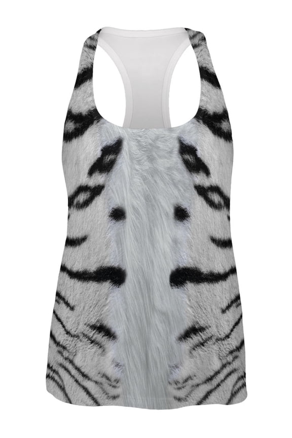 White Siberian Tiger Costume All Over Womens Work Out Tank Top - Medium