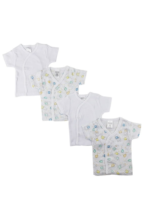 White Side Snap Short Sleeve Shirt - 4 Pack