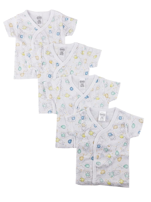 White Side Snap Short Sleeve Shirt - 4 Pack