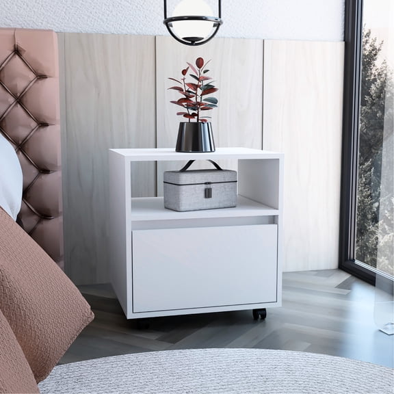 White Side Table With Thoughtful Configuration And - Bedroom Consideration, Efficient Drawer Modern Choice,