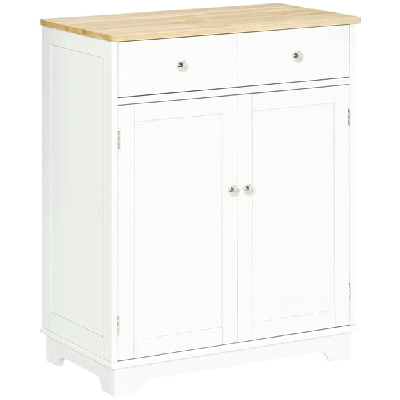 White Sideboard Buffet Cabinet - 2 Doors, Drawers, Adjustable Shelf For Living Room, Hallway, Kitchen, Office, Bathroom, Garage, Entryway Tidy 2-doors Cabinet, Long-lasting