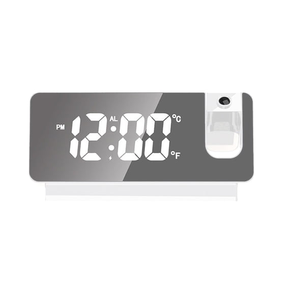 White Silent Electronic Digital Clock, Mirror Projection Display With Temperature & Date, No Ticking Sound For Bedroom Office, Compact Design With Alarm Function