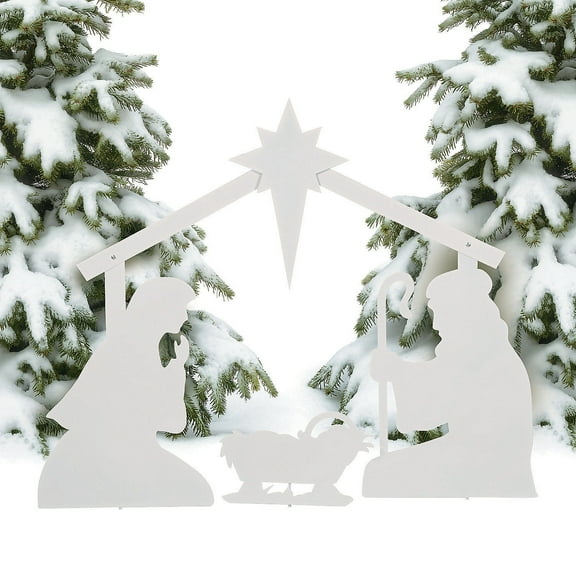 White Silhouette Nativity Yard Decor - Home Decor - 5 Pieces