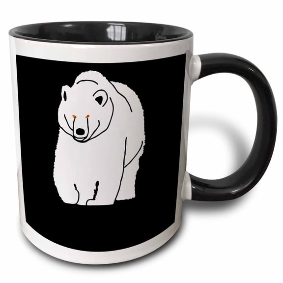 White Silhouette Of A Bear On Black. Add Your Custom Text, 11oz Two-Tone Black Mug