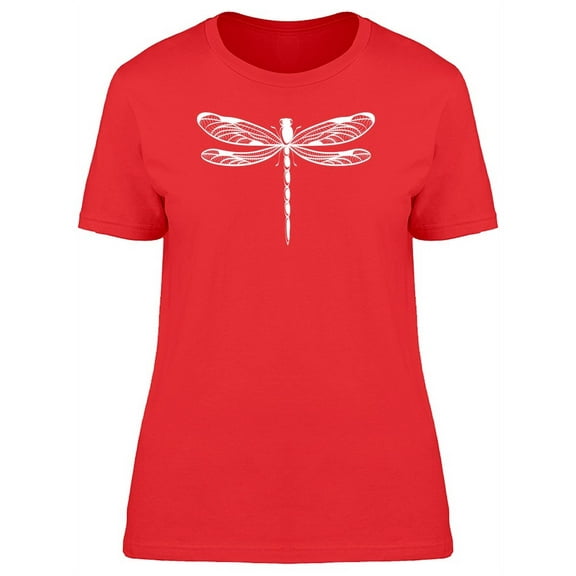 White Silhouette Of A Dragonfly T-Shirt Women -Image by Shutterstock, Female Large