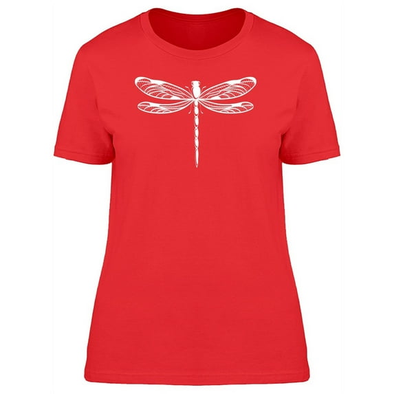 White Silhouette Of A Dragonfly T-Shirt Women -Image by Shutterstock, Female Large