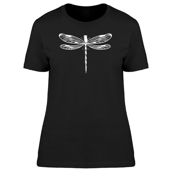 White Silhouette Of A Dragonfly T-Shirt Women -Image by Shutterstock, Female Medium