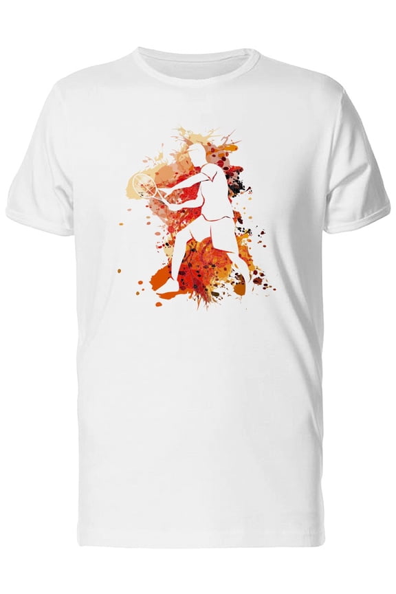 White Silhouette Tennis Player T-Shirt Men -Image by Shutterstock, Male Large