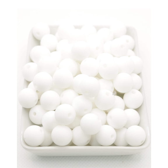 White Silicone Beads For Keychain Making, Necklace, Bracelet Making Kit (9mm, 100pc, White) - Jewelry Making Kit - Silicone Beads