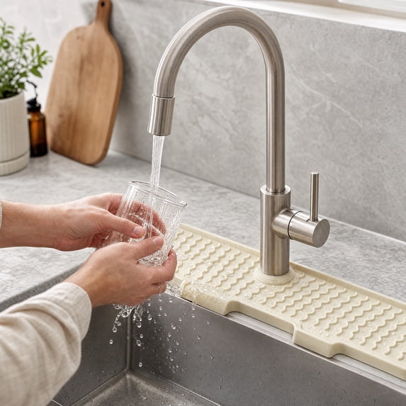 White Silicone Sink Splash Guard Mat 18.1