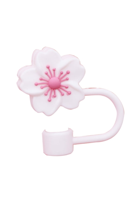 White Silicone Straw Cover Splash Proof Reusable For 10Mm Diameter Straws Cute Flower Design Food Grade Safe For Kids Outdoor Activities Water Bottle Accessory