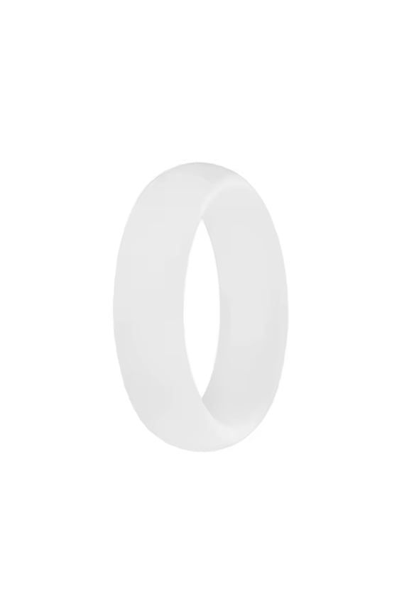 White Silicone Wedding Ring Band Women Temporary Thin Rubber Flexible Gym Travel