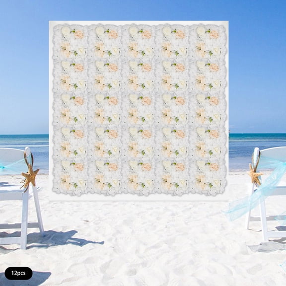 White Silk 38x38cm Flower Wall Painting Dahlia Peony Rose Artificial Flower Wall Grid Flower Board Background