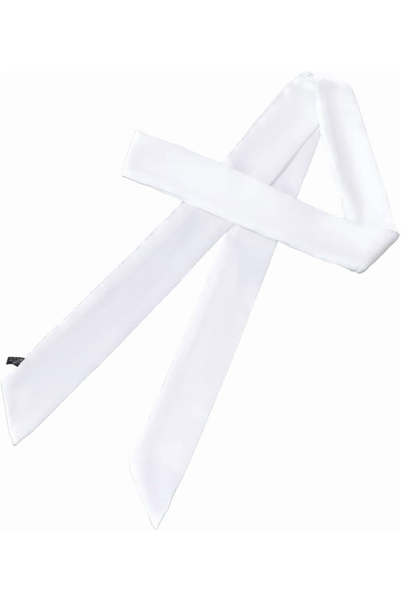 White Silk Chiffon Scarf Long Thin Solid Color Neckerchief Rectangle Skinny Belt Waistband Soft Satin Neck Tie Chocker Ribbon Scarves for Women Costume Accessory Handbag Handle Hairband diy