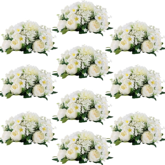 White Silk Flower Balls Centerpieces 10 Inch Diameter 10 Pack