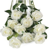 White Silk Roses Artificial Rose Flowers Long Stem for DIY Wedding Bouquet Table Centerpiece Home Décor
