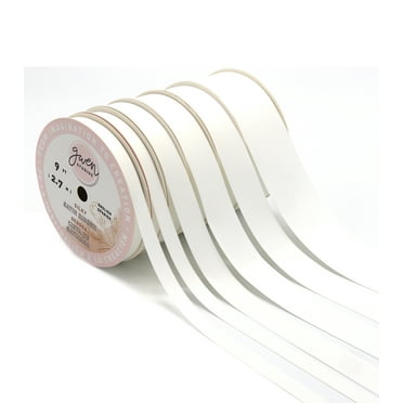 White Silk Satin Ribbon, 4 Widths, 18 Yards by Gwen Studios